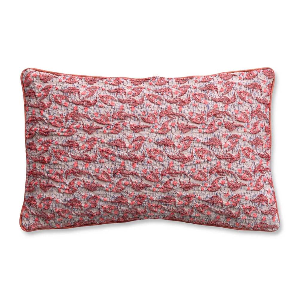 NEW CREATIVE CO-OP textured woven pattern lumbar pillow in red